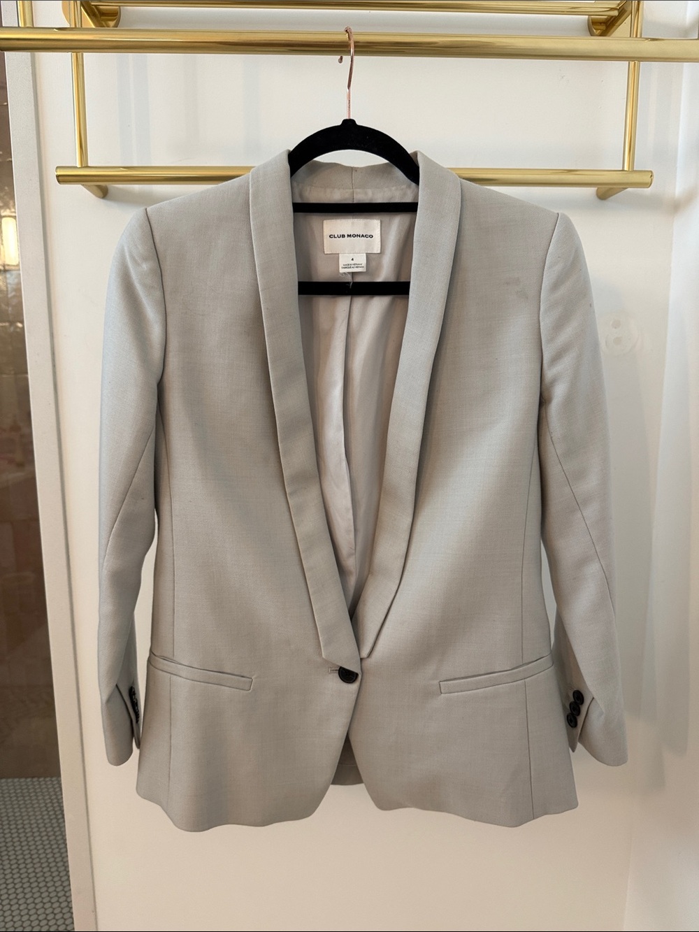 Club Monaco Pale Gray Shawl Collar Blazer